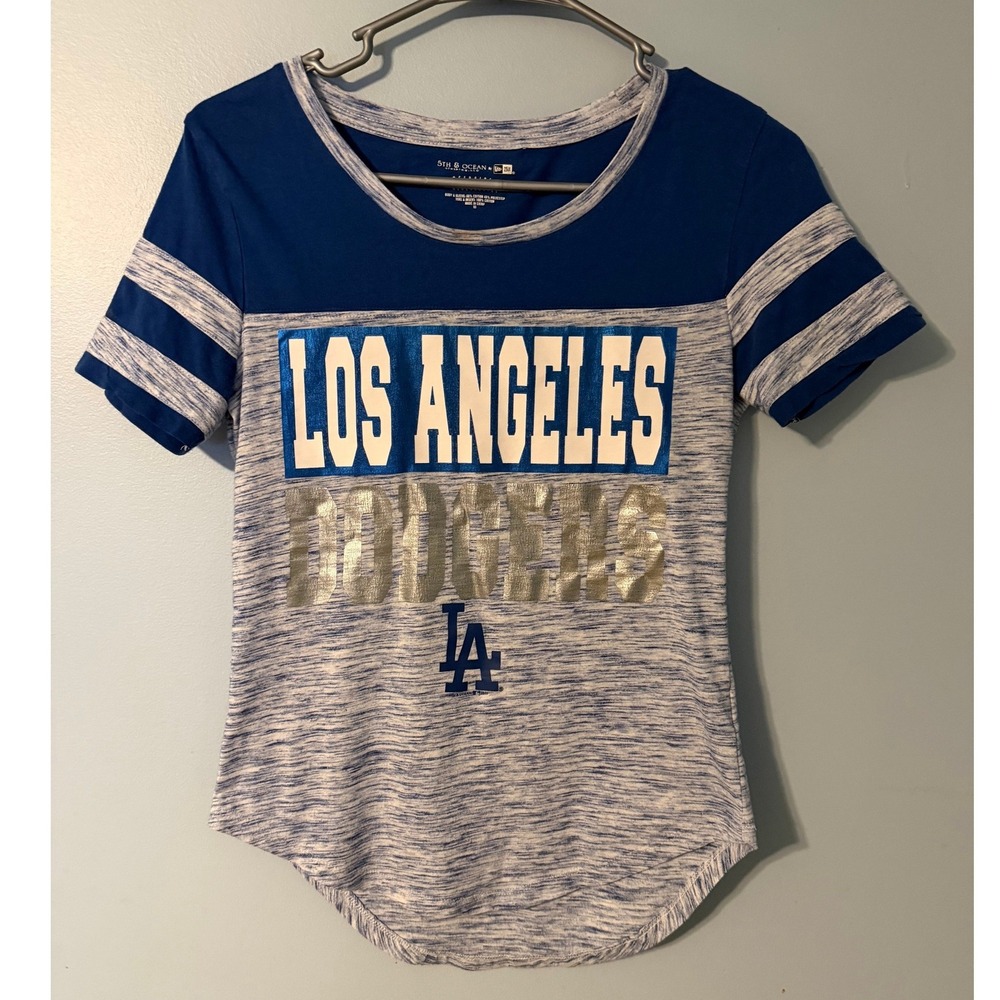 5th & Ocean Los‎ Angeles Dodgers MLB Women XS Blue Space Dye Graphic Tee  0540